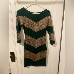 Gianni Bini dress, green and gold, size XS, worn once